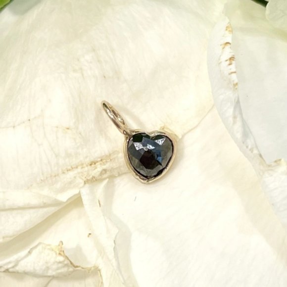 Solid 14k Black Diamond Pendant Charm 11 x 6 mm. - Picture 4 of 4